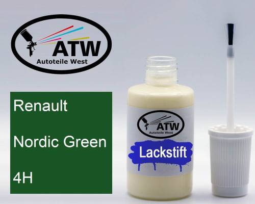 Renault, Nordic Green, 4H: 20ml Lackstift, von ATW Autoteile West.